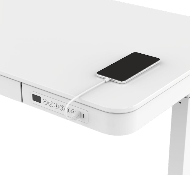 Studentský elektricky stavitelný psací stůl Workstation Plus bílý