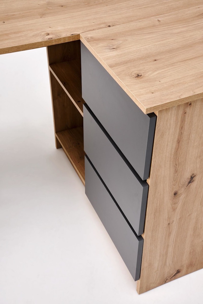 Psací stůl Halmar BEGA dub-antracit