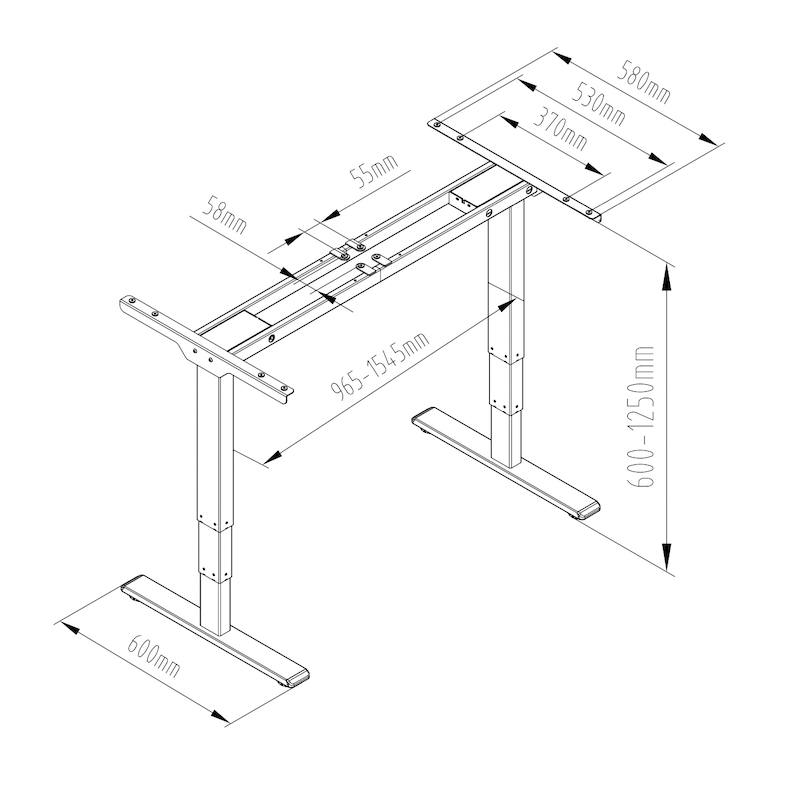 Studentský elektricky stavitelný psací stůl Midjuster