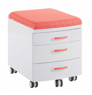 Mobilní ukládací box Amadeus kovový s čalouněním k sezení I červený