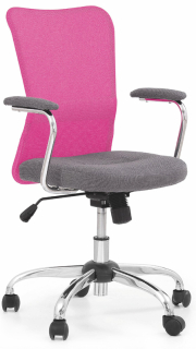 Dětská otočná židle Halmar ANDY růžová-šedá