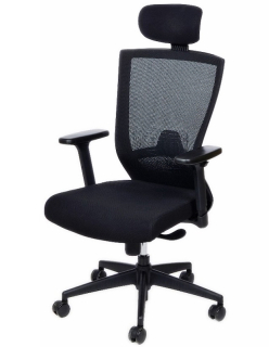 Kancelářská židle Pron s podhlavníkem a 3D područkami černá