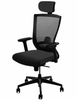 Kancelářská židle Pron s podhlavníkem a 3D područkami šedá