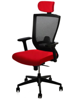 Kancelářská židle Pron s podhlavníkem a 3D područkami červená