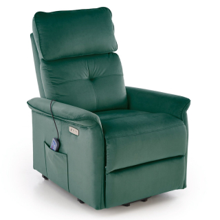 Polohovací masážní elektrické křeslo Halmar SEMIR 2 tmavě zelené