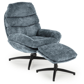 Otočné křeslo s podnožkou Halmar DARIO modré